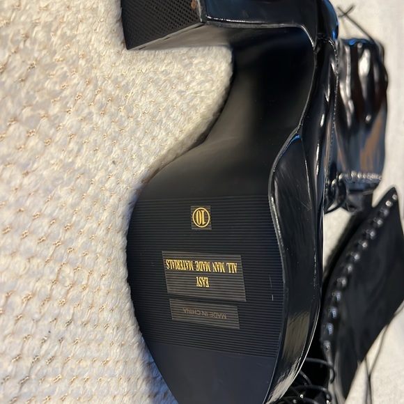 Black lace up platform boots with side zipper 5 heels brand new size 10 - Picture 4 of 7